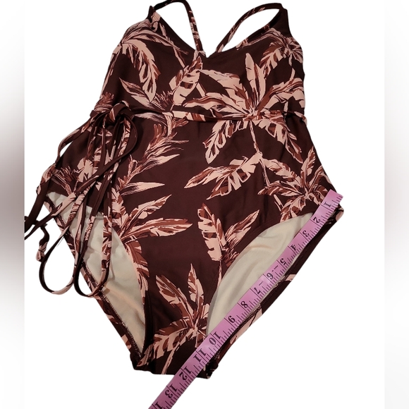 Kona Sol Women's Wrap Waist Medium Coverage One Piece Swimsuit - Brown - Picture 7 of 15